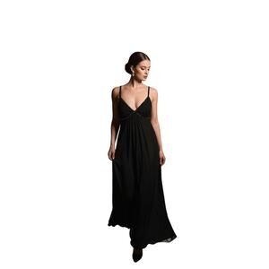 Max Azria Women's Black Beaded Silk Cami Slip Gown Party Dress XS